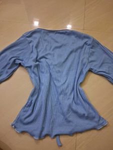 Light Blue Tie-Front Cardigan