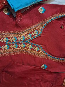 Embroidered Maroon Kurta Set