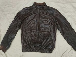 Unisex classic leather bomber jacket