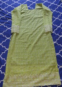 Lime Green Embroidered Kurti