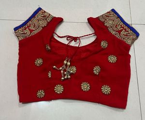 Red Embroidered Indian Blouse