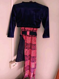 New Stylish Pink &amp; Navy Dress(FREE FLOWER CLIP)
