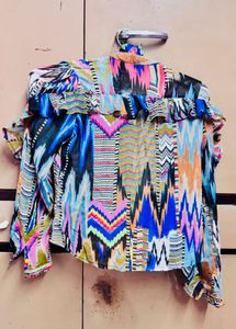 Boho Ruffle Print Blouse