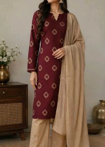 Elegant Maroon Kurta Set with Dupatta