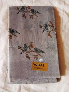 Grey Saree with Bird Print