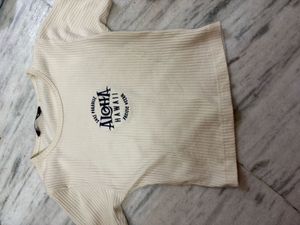Cream Ribbed Aloha T-Shirt