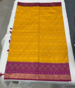 patola Yellow Saree with Pink Border