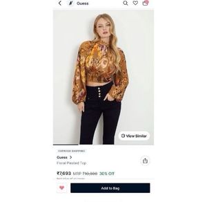 Boho Floral Pleated Smocked Top