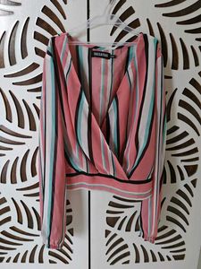 Chic Striped Wrap Top