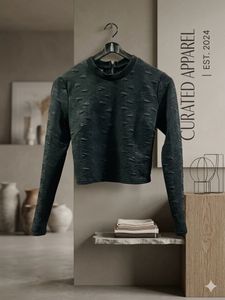 Textured Crew Neck Long Sleeve Top