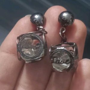 Unique oxidised black Love Earrings