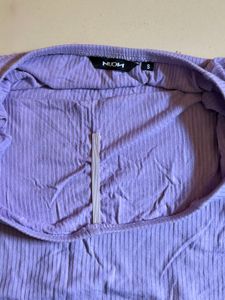 Lilac Off-Shoulder Ribbed Top