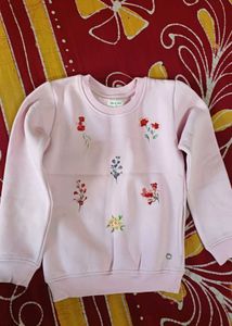Pink Embroidered Floral Sweatshirt