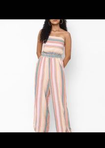 Beach Striped Strapless Jumpsuit