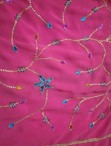 Beautiful Embroidered Pink Saree