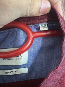 Men's Maroon Band Collar Shirt