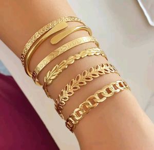 Set of 6 Gold Tone Bracelets