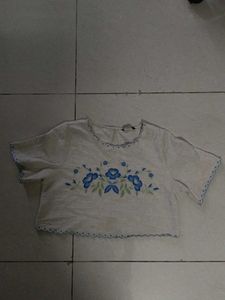 Cute Embroidered Crop Top