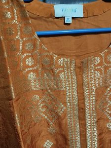 (New) Vastra Orange Kurta with Gold Print