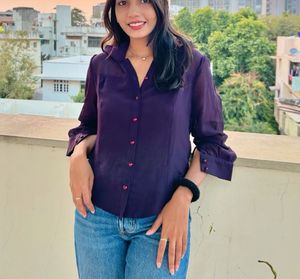 Elegant Purple Button-Up Blouse