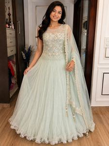 Elegant Pastel Gown with Dupatta