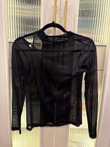Sheer Floral Print Long Sleeve Top