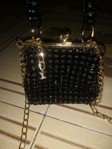 Sparkly Black Beaded Clutch Bag