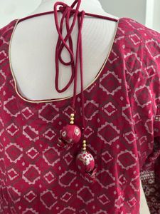 Biba Anarkali Maroon Printed Kurta