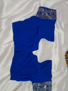 Royal Blue Embroidered Saree with blouse