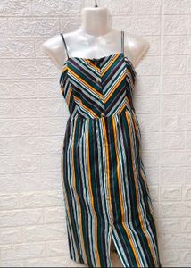 Boho Striped Button-Down Maxi Dress