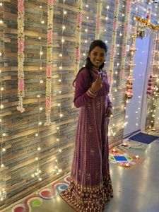 Elegant Purple Embellished Ethnic Gown