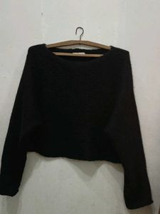 Black Knit Cropped Sweater