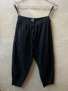 Black Cotton Casual Pants