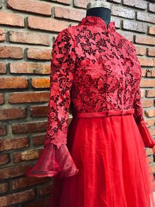 Elegant Red Lace Gown