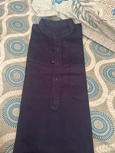 Men Stylish Pure Cotton Navy Blue Stiched Kurta