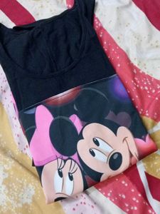 Cute Mickey &amp; Minnie Mouse Black Dress