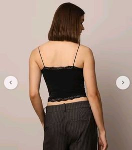 Black Lace Trim Camisole Top