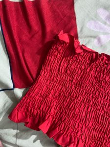 Smocked Red Cropped Top
