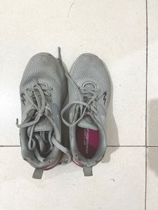 Grey and Pink Athletic Sneakers