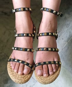 H&amp;M Studded Black Flat Sandals