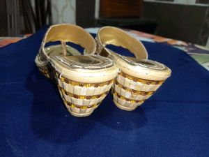 Women's Embellished Gold Flat Sandals