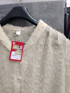 Cream Premium Crop Baggy Shirt And Twret Shir