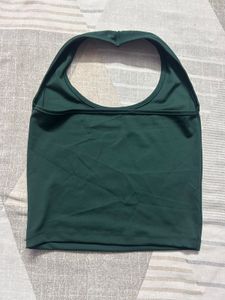 Stylish Green Halter Neck Crop Top