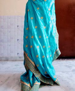 Embroidery Border Mirror Work Saree