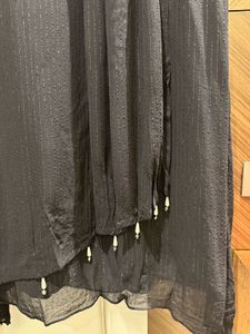 Black Kurta with bead lace detail From Bunaai