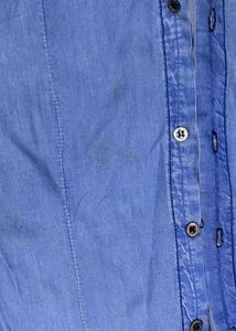 Denim Frayed Hem Shirt