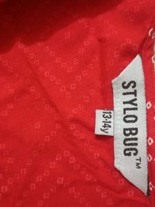 Girls Red Bandhej Print Sharara Set