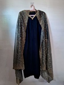 Elegant Navy Velvet Kurta Set with Dupatta