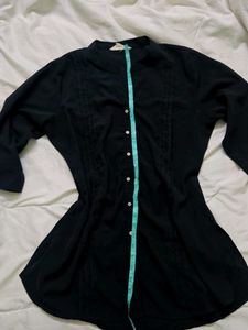 Black Button-Up Tunic Top