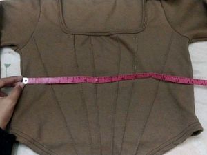 Brown Long Sleeve Corset Top